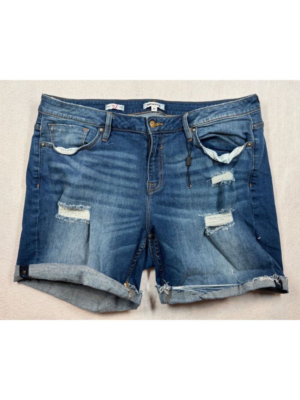 Vigoss Marley Short Medium Wash Cutoff Distressed Denim Jean Shorts Women's 20